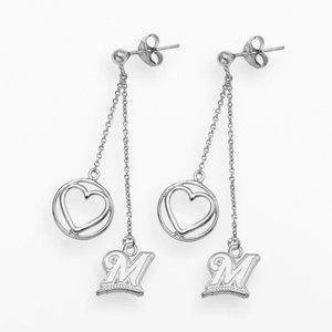 LogoArt Milwaukee Brewers Beloved Sterling Silver Linear Drop Earrings